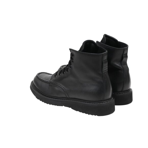Prada Men Combat Half Boots Sz US 8.5 UK 7.5 Black Leather Square Toe Lace Up main image 8